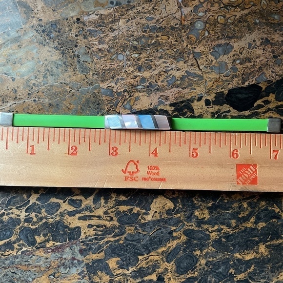 Sterling Silver 925 Mother Of Pearl Inlay Design silicone band unisex bracelet - Picture 10 of 11